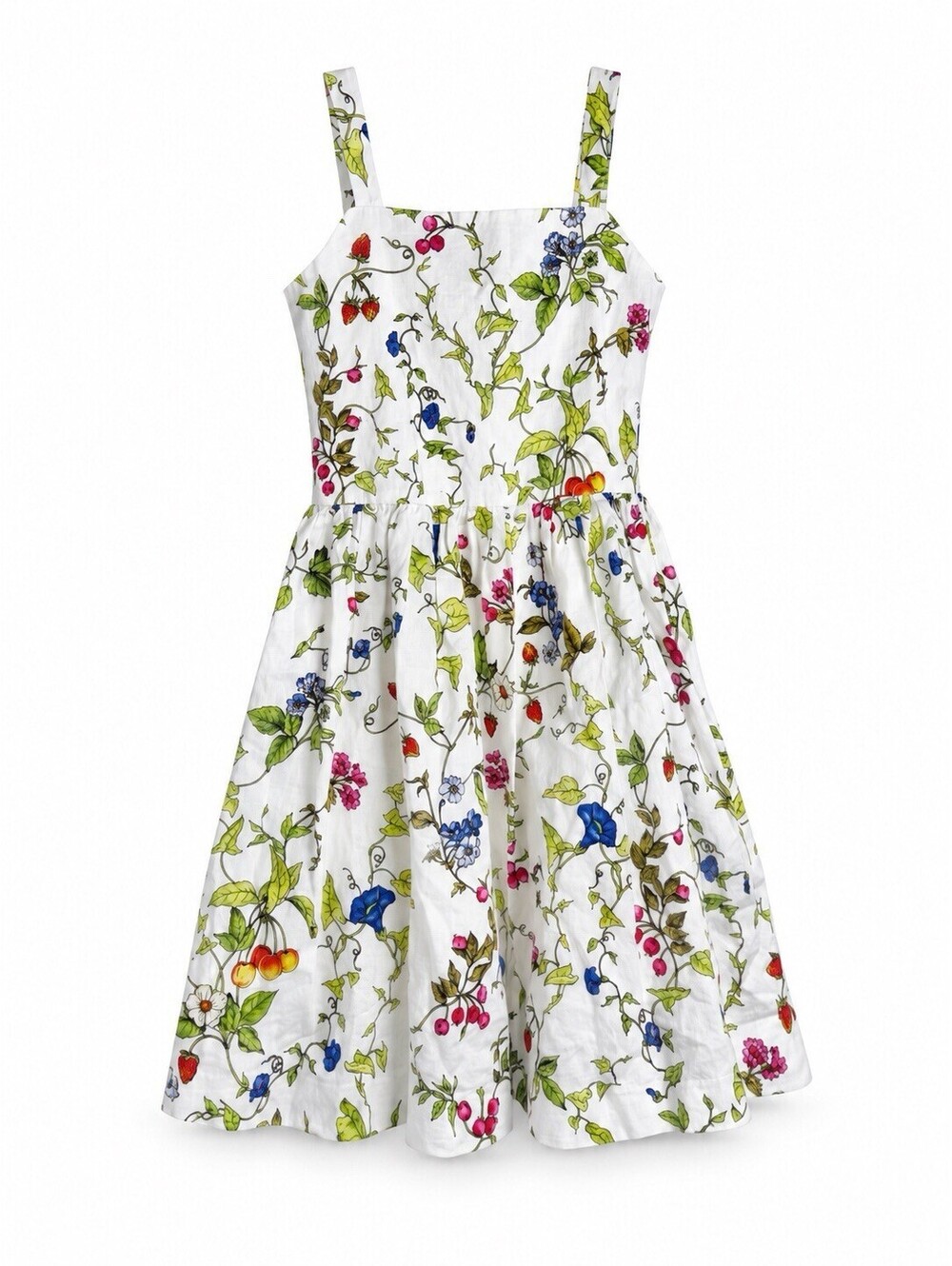 Milly Minis Girls Size 14 Floral Fruit Print Cotton Fit & Flare Dress